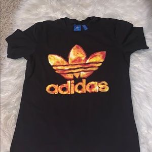 Adidas flames theme logo t-shirt
